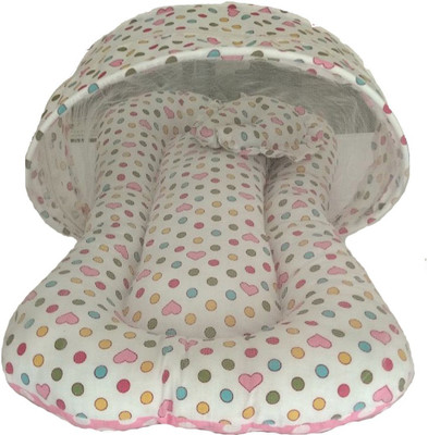 

SATNAM GLOBAL SGMT-01PINKDOT Baby Mattress With mesquite net Crib(Fabric, pink)