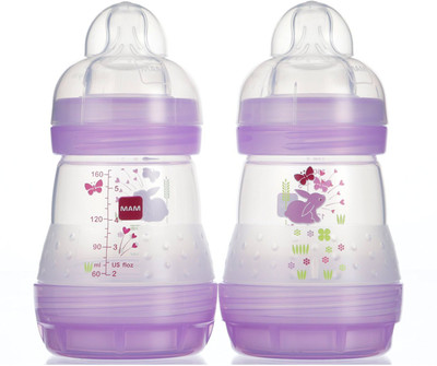 

Mam Anti-Colic Bottle,5 Ounce, 2-Count - 160 ml(Purple)