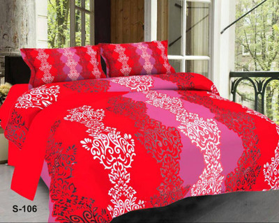 Creations@Home 110 TC Polycotton Double Abstract Flat Bedsheet(Pack of 1, Red)