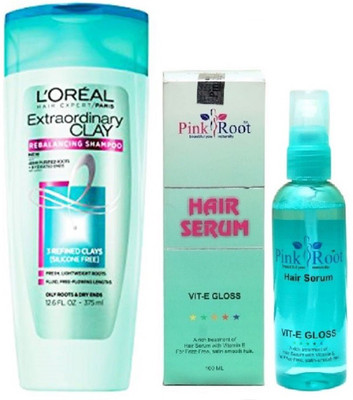 

Pink Root Hair Serum 100ml, L'OREAL PARIS SHAMPOO 360ML EXTRAPRDOMARU CLAY SHAMPOO(Set of 2)