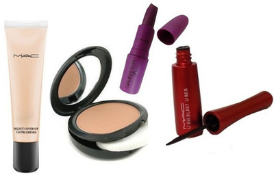 

studio fix combo Compact & Mac giambattista Valli Matte Finish lipstick & Select Cover Up Foundation & Liquid Last Liner(Set of 4)