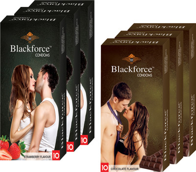 

black force condom strwberry and chocolate condom -10pcs pack of 6pack (60pcs )(Set of 6)