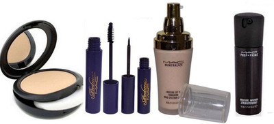 

studio fix combo Face Powder Compact & Mac Mineralize Foundation & Prep+Prime Face Serum & Padma Eyeliner & Mascara(Set of 5)