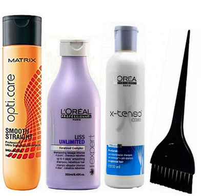 

studio Of Hair Brush, Matrix Opti.care Smooth Straight Hair Shampoo 350ml, L'oreal X-tesno Care Shampoo 230ml With Liss Unlimited Shampoo 250ml(Set of 4)