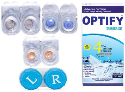 

Optify Color Contact Lens Zero Power Monthly Contact Lens(0, Darkblue-Hazel-Honey, Pack of 3)