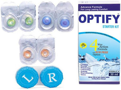 

Optify Color Contact Lens Zero Power Monthly Contact Lens(0, Darkblue-Green-Honey, Pack of 3)