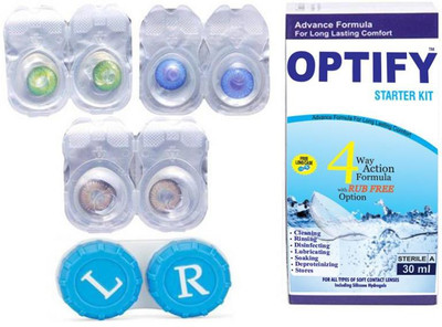 

Optify Color Contact Lens Zero Power Monthly Contact Lens(0, Darkblue-Green-Hazel, Pack of 3)