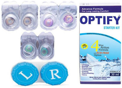 

Optify Color Contact Lens Zero Power Monthly Contact Lens(0, Hazel-Voilet-Aqua, Pack of 3)