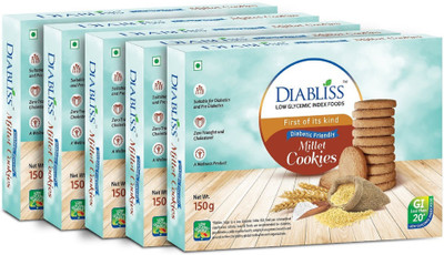 

DiaBliss Diabetic Friendly Low GI Millet Cookies 150 Gms - Pack of 5 - Combo Pack(750, Pack of 5)