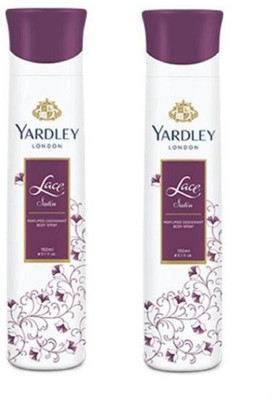 

yardley Lace Satin Pack of 2 Body Spray - For Women(150 ml, Pack of 2)