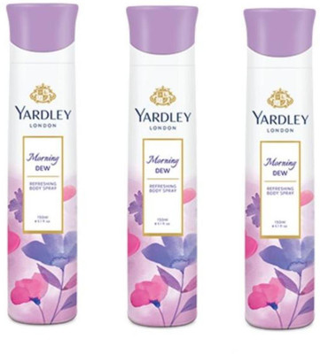 

Yardley Morning Dew Pack of 3 Body Spray - For Women(150 ml, Pack of 3)