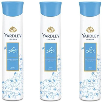 

yardley Lace Pack Of 3 Body Spray - For Women(150 ml, Pack of 3)