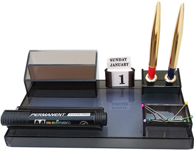 

Panku 5 Compartments Acrylic Desk organizer(Smoke Black)