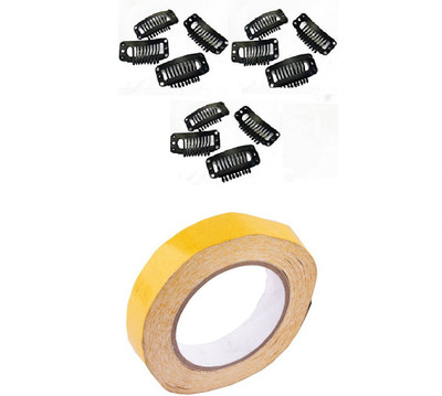 

INAAYA Wigs Clips & Tapes For Men & Women (12 Clips + 1 Yellow Tape) Hair Accessory Set(Black, Yellow)