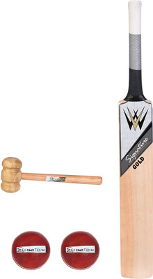 

W SIGNATURE GOLD English Willow Cricket Bat Leather Ball + 1 Hammer combo Cricket Kit(Bat Size: 6 (Age Group 11 - 13 Years))