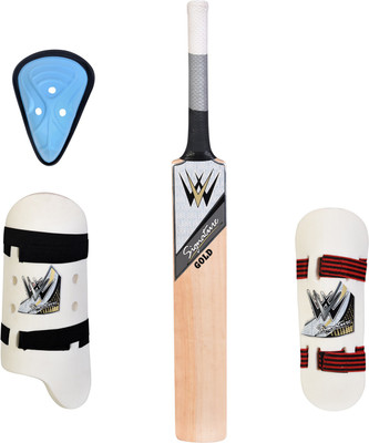 

W SIGNATURE GOLD English Willow + 2 Thigh pad + 1 Abdo Guard combo Cricket Kit(Bat Size: Short Handle(Age Group 15+ Years))
