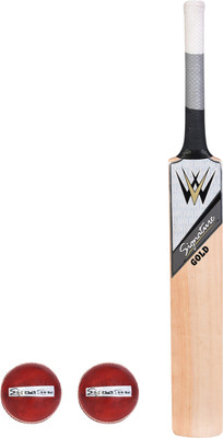 

W SIGNATURE GOLD English Willow Cricket Bat+ 2 Leather Ball combo Cricket Kit(Bat Size: 5 (Age Group 10 - 12 Years))