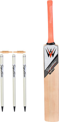 

W SIGNATURE PBLAST English Willow Bat + 1 Set of Stumps combo Cricket Kit(Bat Size: Short Handle(Age Group 15+ Years))