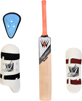 

W SIGNATURE BLAST+ 1 THIGH PAD + 1 ARM GUARD + 1 ABDO GUARD English Willow Cricket Bat(Long Handle, .900 kg)