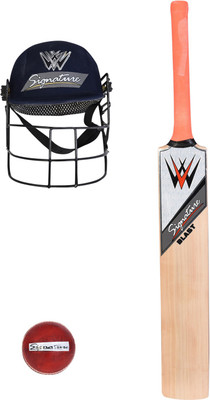 

W SIGNATURE BLAST English Willow Cricket Bat + 1 Leather Ball + 1 Halmet combo Cricket Kit(Bat Size: 5 (Age Group 10 - 12 Years))