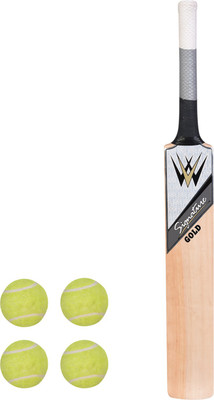 

W SIGNATURE GOLD Kashmiri willow Cricket Bat + 4 Tennis Ball combo Cricket Kit(Bat Size: 5 (Age Group 10 - 12 Years))