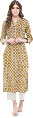 Varanga Women Printed Straight Kurta(Yellow)