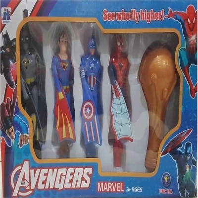 

ClueSteps vengers Action Figure of 4 Flying Super Heroes with Light(Multicolor)