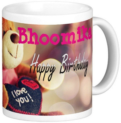 Exoctic Silver Happy Birthday BHOOMIKA Ceramic Mug(330 ml), Blue;pink
