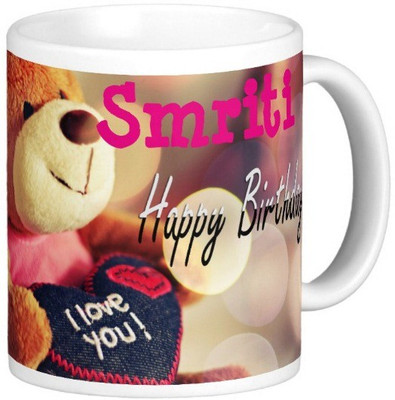 

Exoctic Silver Happy Birthday SMRITI Ceramic Mug(330 ml), Blue;pink