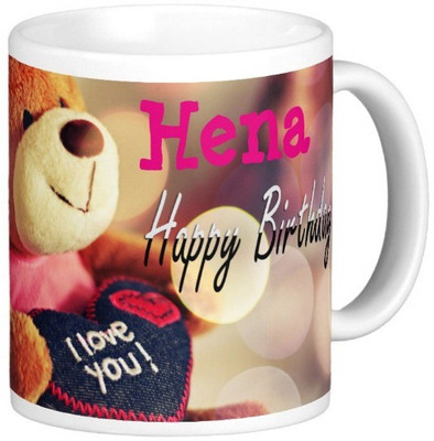 

Exoctic Silver Happy Birthday HENA Ceramic Mug(330 ml), Blue;pink