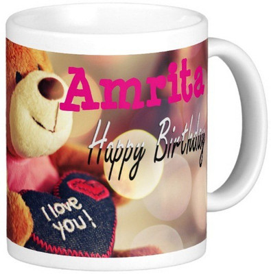 

Exoctic Silver Happy Birthday AMRITA Ceramic Mug(330 ml), Blue;pink