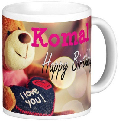 

Exoctic Silver Happy Birthday KOMAL Ceramic Mug(330 ml), Blue;pink