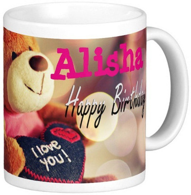 

Exoctic Silver Happy Birthday ALISHA Ceramic Mug(330 ml), Blue;pink