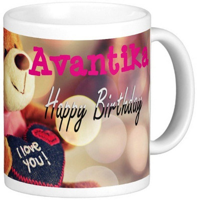 

Exoctic Silver Happy Birthday AVANTIKA Ceramic Mug(330 ml), Blue;pink