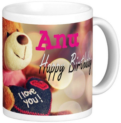 

Exoctic Silver Happy Birthday ANU Ceramic Mug(330 ml), Blue;pink