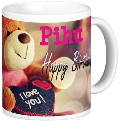

Exoctic Silver Happy Birthday PIHU Ceramic Mug(330 ml), Blue;pink