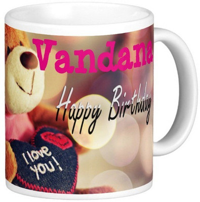 

Exoctic Silver Happy Birthday VANDANA Ceramic Mug(330 ml), Blue;pink