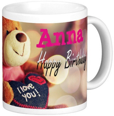 

Exoctic Silver Happy Birthday ANNA Ceramic Mug(330 ml), Blue;pink