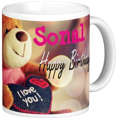 

Exoctic Silver Happy Birthday SONAL Ceramic Mug(330 ml), Blue;pink