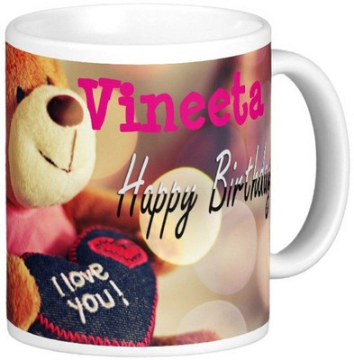 

Exoctic Silver Happy Birthday VINEETA Ceramic Mug(330 ml), Blue;pink