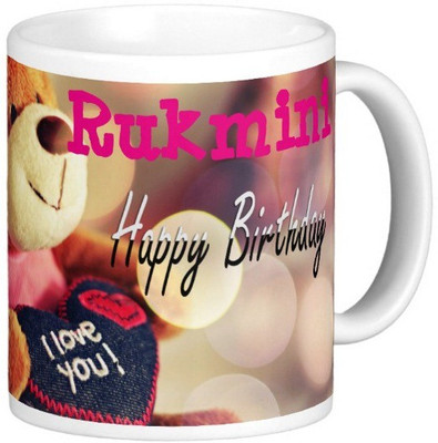 

Exoctic Silver Happy Birthday RUKMINI Ceramic Mug(330 ml), Blue;pink