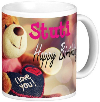 

Exoctic Silver Happy Birthday STUTI Ceramic Mug(330 ml), Blue;pink
