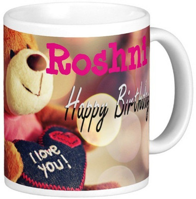 

Exoctic Silver Happy Birthday ROSHNI Ceramic Mug(330 ml), Blue;pink