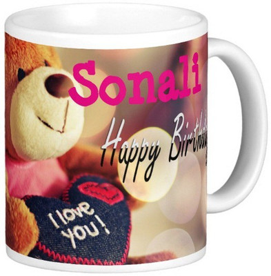

Exoctic Silver Happy Birthday SONALI Ceramic Mug(330 ml), Blue;pink