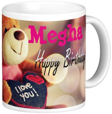 Exoctic Silver Happy Birthday MEGHA Ceramic Mug(330 ml), Blue;pink