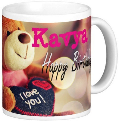 

Exoctic Silver Happy Birthday KAVYA Ceramic Mug(330 ml), Blue;pink
