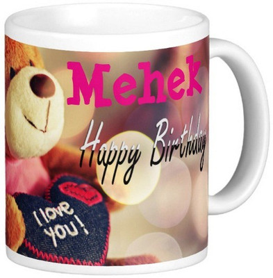 

Exoctic Silver Happy Birthday MEHEK Ceramic Mug(330 ml), Blue;pink