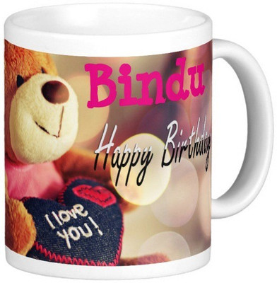 

Exoctic Silver Happy Birthday BINDU Ceramic Mug(330 ml), Blue;pink