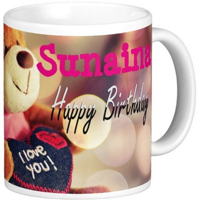

Exoctic Silver Happy Birthday SUNAINA Ceramic Mug(330 ml), Blue;pink