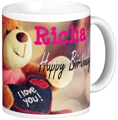 Exocticaa Happy Birthday Richa Ceramic Coffee Mug(325 ml)